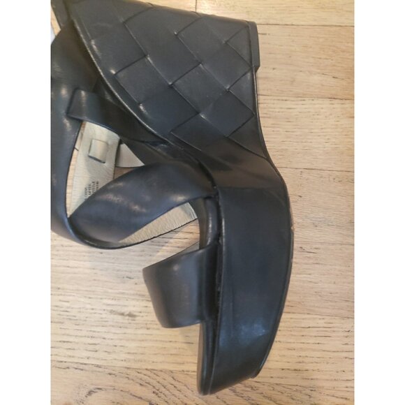 Michaell Kors Shoes Sandals Black Wedge Platform 10 Leather Strappy - Picture 7 of 13